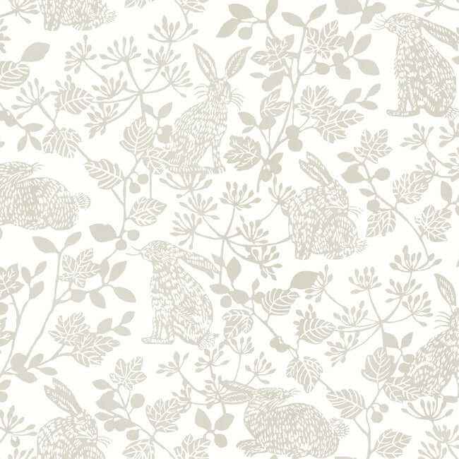 Botanical Bunnies Beige Peel & Stick Wallpaper - York Wallcoverings - PSW1344RL - York Wallcoverings Wallpaper