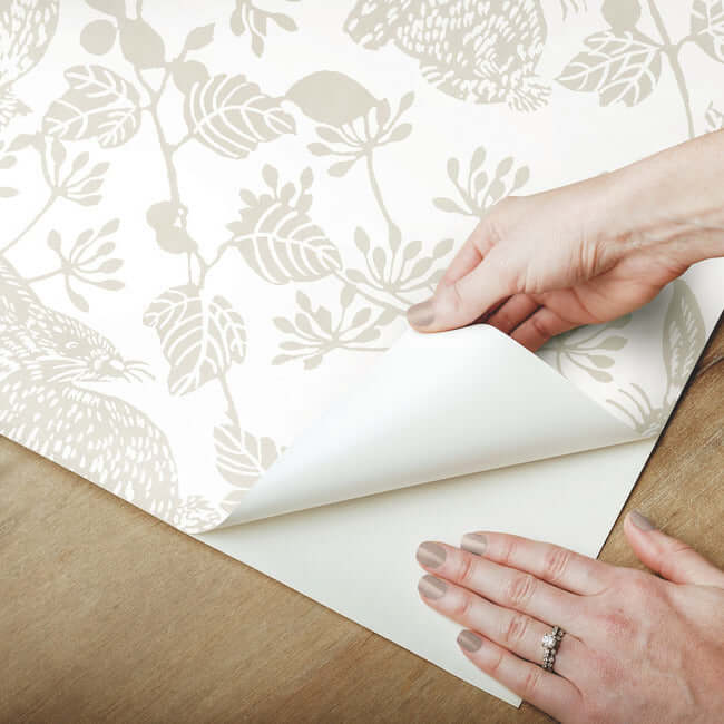 botanical-bunnies-premium-peel-stick-wallpaper-neutral-york-wallcoverings-psw1344rl - York Wallcoverings Wallpaper