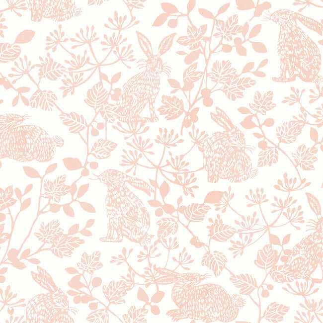 Botanical Bunnies Pink Peel & Stick Wallpaper - York Wallcoverings - PSW1343RL - York Wallcoverings Wallpaper
