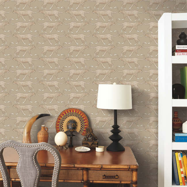 big-cat-walk-premium-peel-stick-wallpaper-fawn-york-wallcoverings-psw1358rl - York Wallcoverings Wallpaper