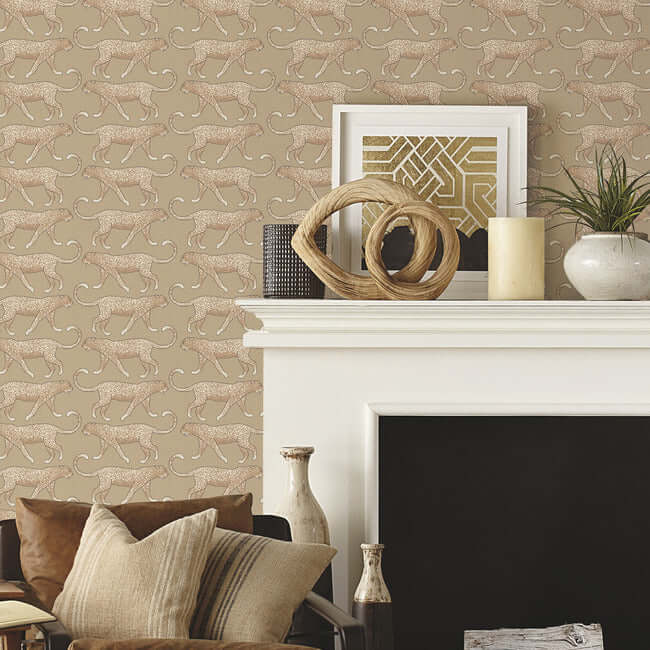 big-cat-walk-premium-peel-stick-wallpaper-fawn-york-wallcoverings-psw1358rl - York Wallcoverings Wallpaper