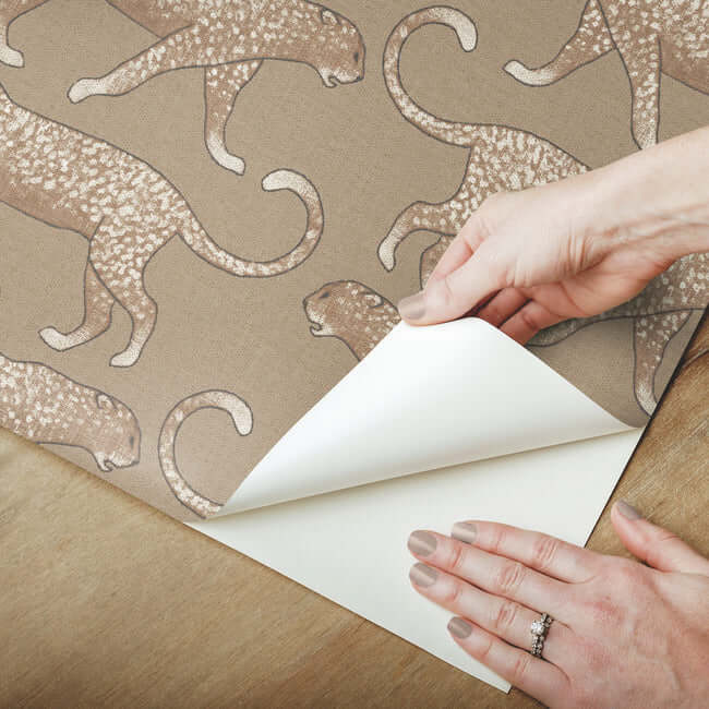 big-cat-walk-premium-peel-stick-wallpaper-fawn-york-wallcoverings-psw1358rl - York Wallcoverings Wallpaper