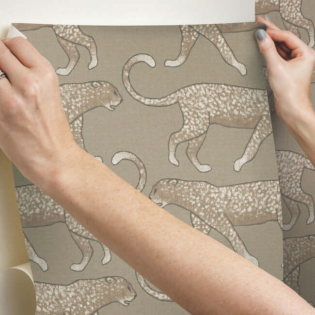 big-cat-walk-premium-peel-stick-wallpaper-fawn-york-wallcoverings-psw1358rl - York Wallcoverings Wallpaper