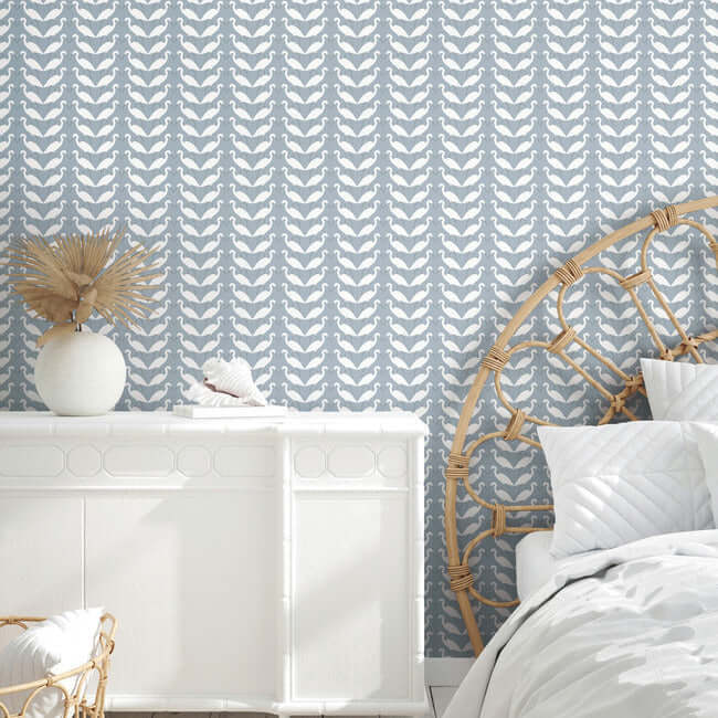 elegant-birds-premium-peel-stick-wallpaper-denim-york-wallcoverings-psw1347rl - York Wallcoverings Wallpaper