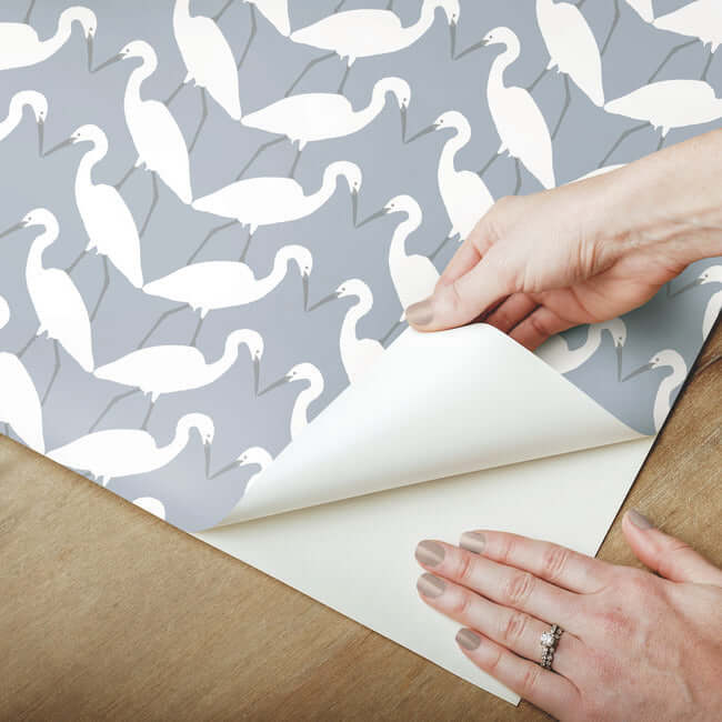 elegant-birds-premium-peel-stick-wallpaper-denim-york-wallcoverings-psw1347rl - York Wallcoverings Wallpaper