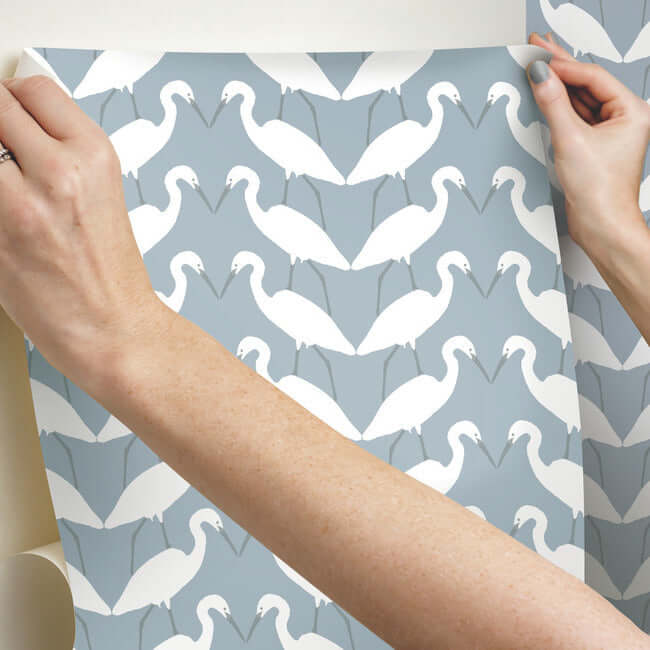 elegant-birds-premium-peel-stick-wallpaper-denim-york-wallcoverings-psw1347rl - York Wallcoverings Wallpaper