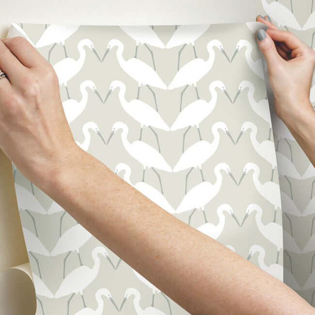 elegant-birds-premium-peel-stick-wallpaper-neutral-york-wallcoverings-psw1346rl - York Wallcoverings Wallpaper