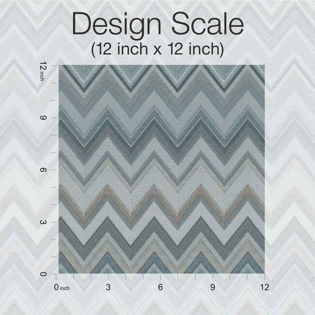 Happy Zigzag Blue Wallpaper - York Wallcoverings - MI10335 - York Wallcoverings Wallpaper
