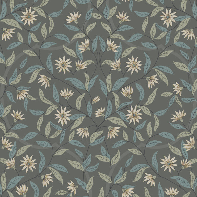 jasmine-wallpaper-charcoal-york-wallcoverings-go8256 - York Wallcoverings Wallpaper