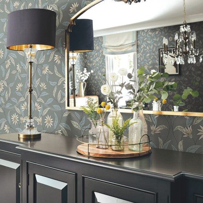 jasmine-wallpaper-charcoal-york-wallcoverings-go8256 - York Wallcoverings Wallpaper