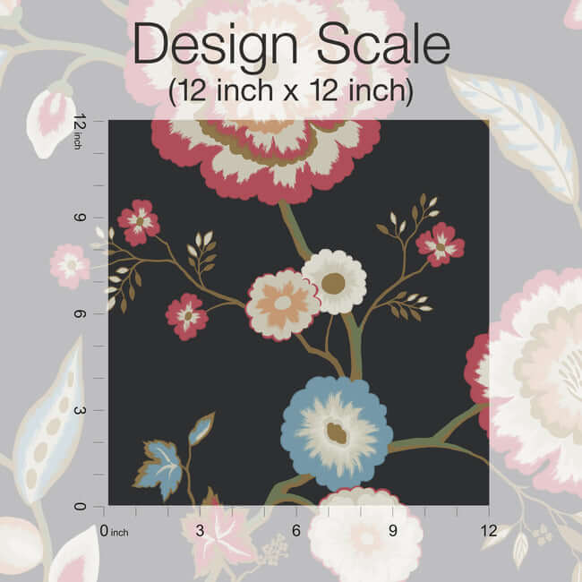 dahlia-blooms-wallpaper-midnightmulti-york-wallcoverings-go8232 - York Wallcoverings Wallpaper