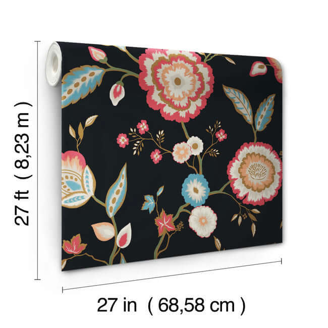 dahlia-blooms-wallpaper-midnightmulti-york-wallcoverings-go8232 - York Wallcoverings Wallpaper