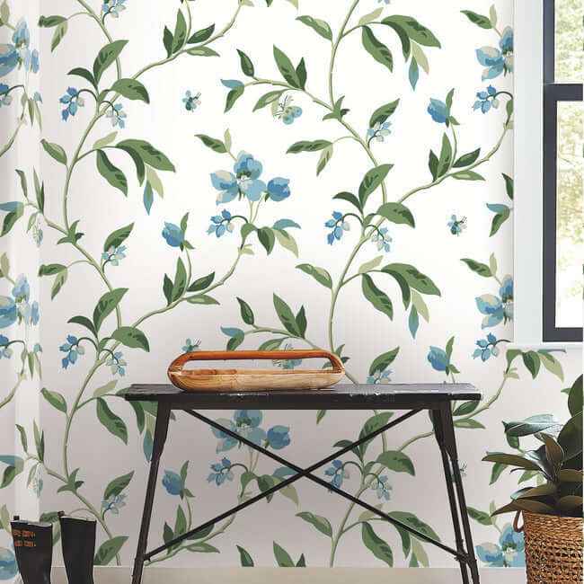 Springtime Blue & Green Wallpaper - York Wallcoverings - GO8283 - York Wallcoverings Wallpaper