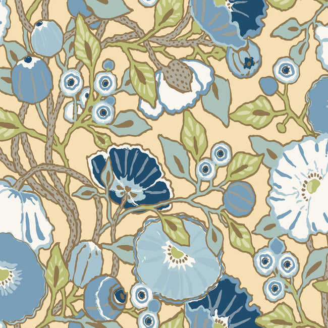 vincent-poppies-wallpaper-sunflower-york-wallcoverings-go8311 - York Wallcoverings Wallpaper