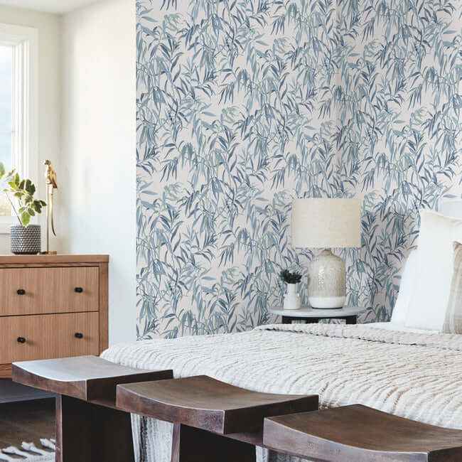 Willow Grove Sky Blue Wallpaper - York Wallcoverings - GO8242 - York Wallcoverings Wallpaper