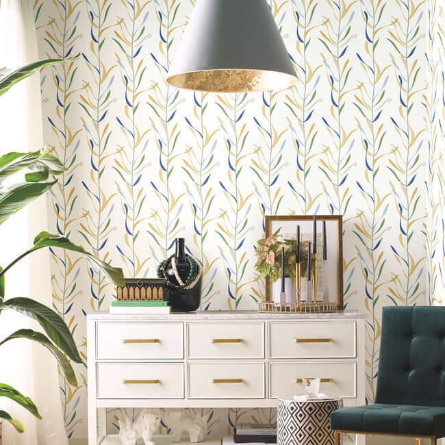 chloe-vine-ochre-wallpaper-york-wallcoverings-go8325 - York Wallpaper Wallpaper