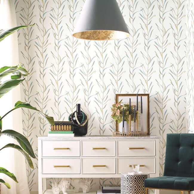 chloe-vine-wallpaper-river-rock-york-wallcoverings-go8322 - York Wallcoverings Wallpaper