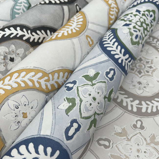garden-trellis-wallpaper-cobalt-york-wallcoverings-go8216 - York Wallcoverings Wallpaper