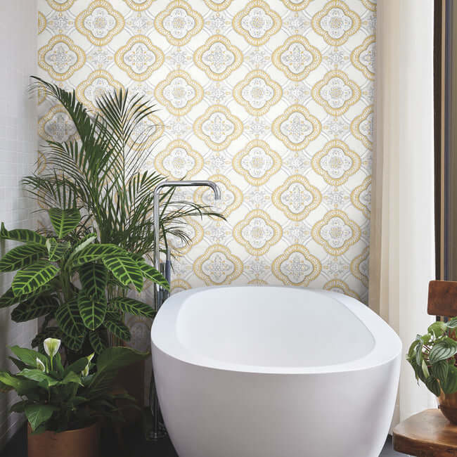 garden-trellis-ochre-wallpaper-york-wallcoverings-go8215 - York Wallpaper Wallpaper