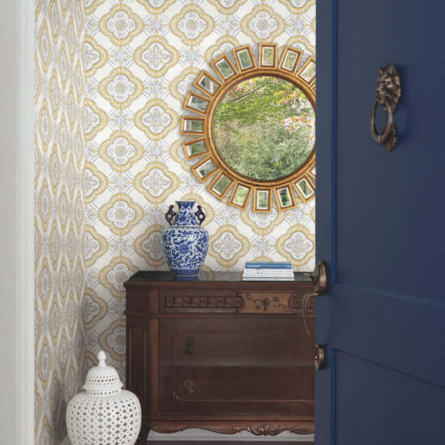 garden-trellis-ochre-wallpaper-york-wallcoverings-go8215 - York Wallpaper Wallpaper