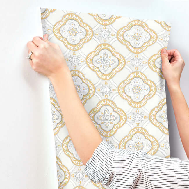 garden-trellis-ochre-wallpaper-york-wallcoverings-go8215 - York Wallpaper Wallpaper