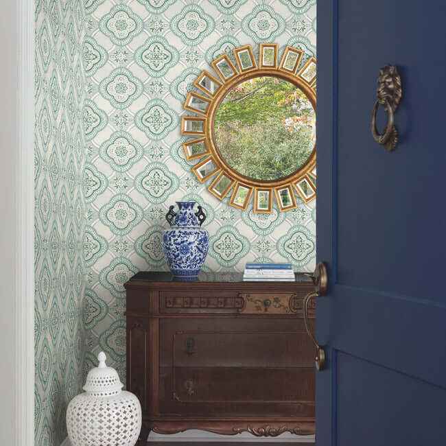 Garden Trellis Rain Wallpaper - York Wallcoverings - GO8211