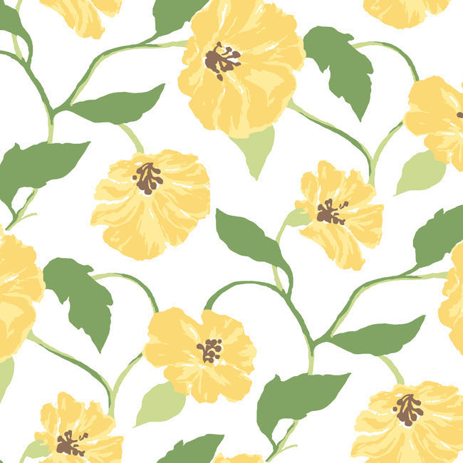 jungle-garden-premium-peel-stick-wallpaper-lemon-grove-yellow-york-wallcoverings-psw1401rl - York Wallcoverings Wallpaper