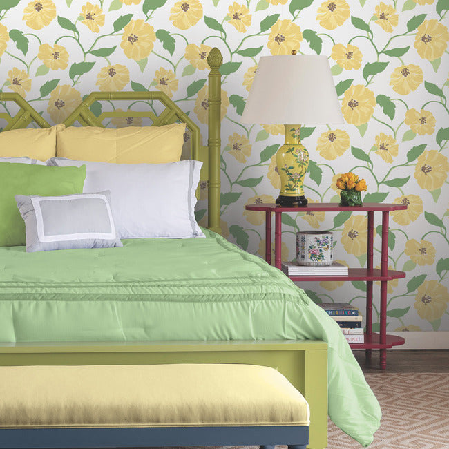 jungle-garden-premium-peel-stick-wallpaper-lemon-grove-yellow-york-wallcoverings-psw1401rl - York Wallcoverings Wallpaper