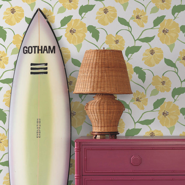 jungle-garden-premium-peel-stick-wallpaper-lemon-grove-yellow-york-wallcoverings-psw1401rl - York Wallcoverings Wallpaper