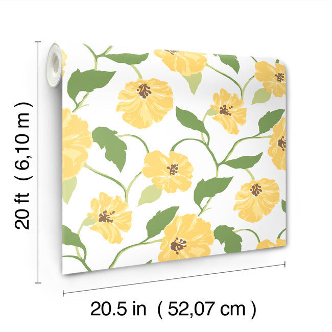 jungle-garden-premium-peel-stick-wallpaper-lemon-grove-yellow-york-wallcoverings-psw1401rl - York Wallcoverings Wallpaper