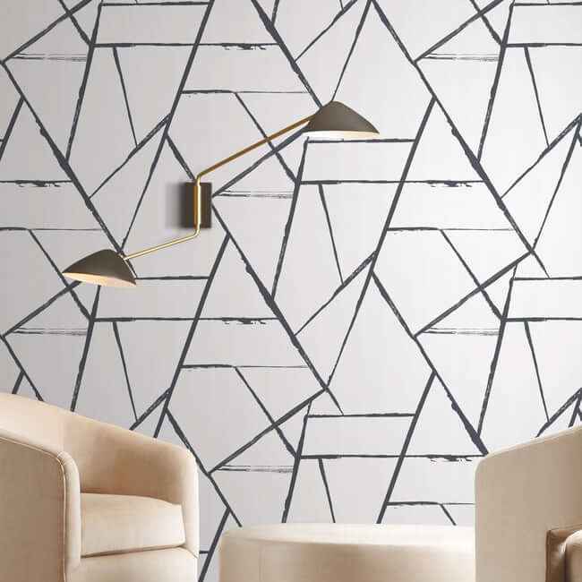 Intersect Black Wallpaper - York Wallcoverings - CC1295 - York Wallcoverings Wallpaper