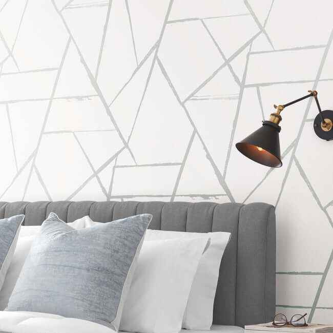 Intersect Silver Metallic Wallpaper - York Wallcoverings - CC1296 - York Wallcoverings Wallpaper
