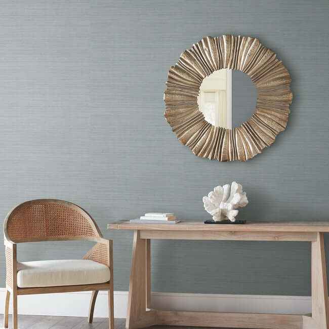 Tasar Silk Blue Wallpaper - York Wallcoverings - ND3074N - York Wallcoverings Wallpaper