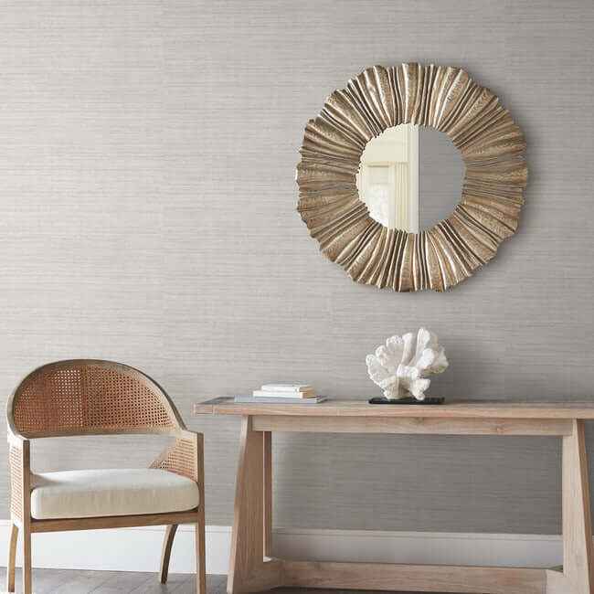 Tasar Silk Grey Wallpaper - York Wallcoverings - ND3069N - York Wallcoverings Wallpaper
