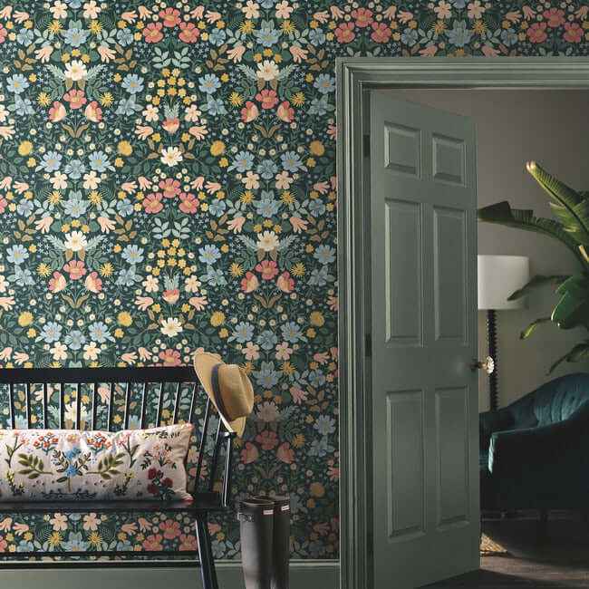 Bramble Garden Emerald Peel & Stick Wallpaper - York Wallcoverings - PSW1477RL - York Wallcoverings Wallpaper