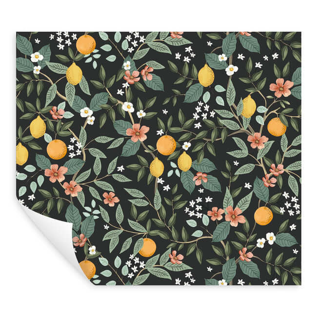 citrus-grove-black-peel-stick-wallpaper-york-wallcoverings-psw1482rl - York Wallpaper Wallpaper
