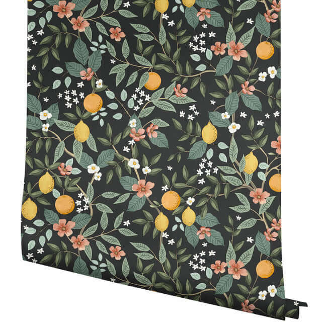 citrus-grove-black-peel-stick-wallpaper-york-wallcoverings-psw1482rl - York Wallpaper Wallpaper