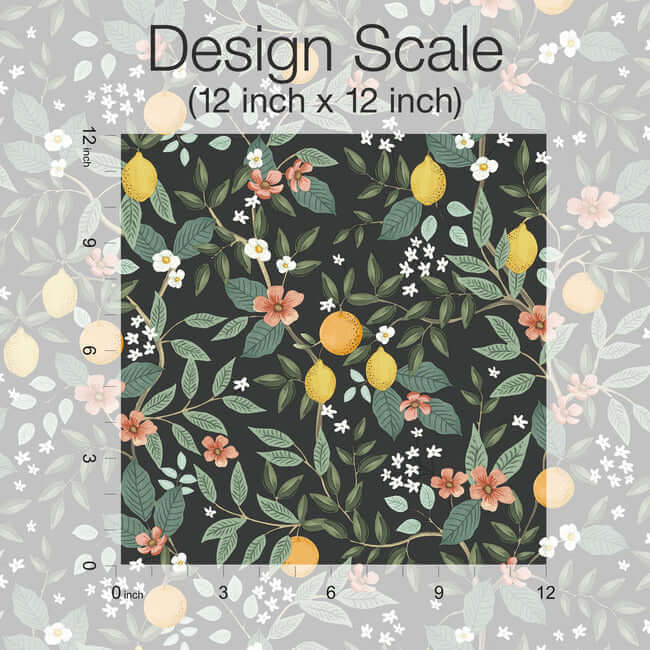 citrus-grove-black-peel-stick-wallpaper-york-wallcoverings-psw1482rl - York Wallpaper Wallpaper