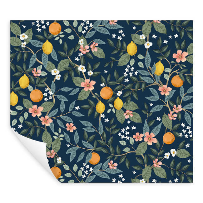 citrus-grove-navy-peel-stick-wallpaper-york-wallcoverings-psw1481rl - York Wallpaper Wallpaper