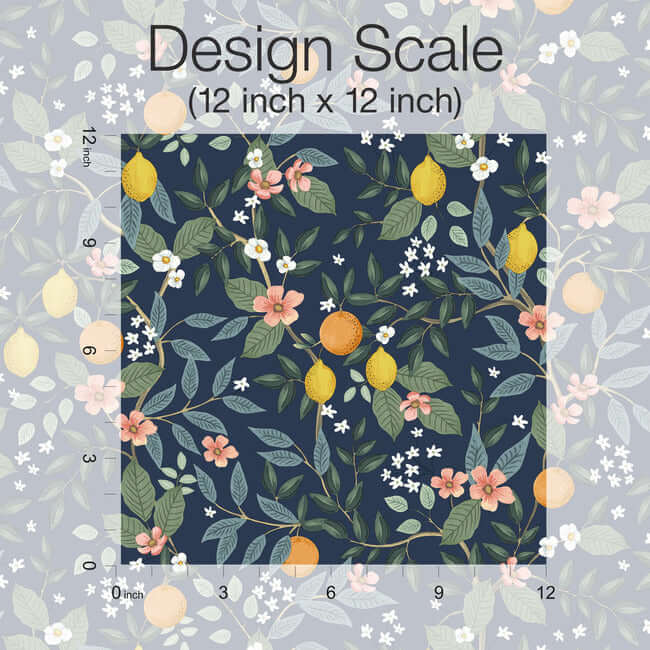 citrus-grove-navy-peel-stick-wallpaper-york-wallcoverings-psw1481rl - York Wallpaper Wallpaper