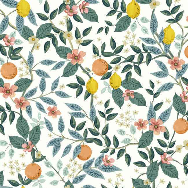 Citrus Grove White Peel & Stick Wallpaper - York Wallcoverings - PSW1479RL - York Wallcoverings Wallpaper