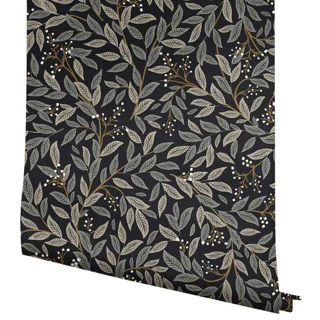 Willowberry Black Peel & Stick Wallpaper - York Wallcoverings - PSW1472RL - York Wallcoverings Wallpaper