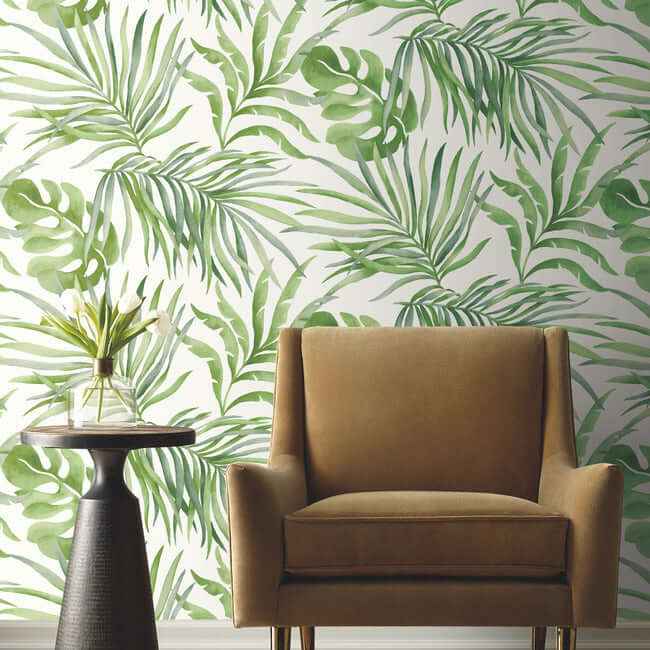 Paradise Palm Green Peel & Stick Wallpaper - York Wallcoverings - PSW1412RL - York Wallcoverings Wallpaper