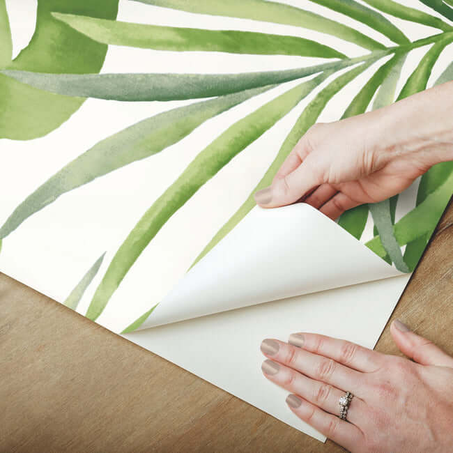 paradise-palm-green-peel-stick-wallpaper-york-wallcoverings-psw1412rl - York Wallpaper Wallpaper