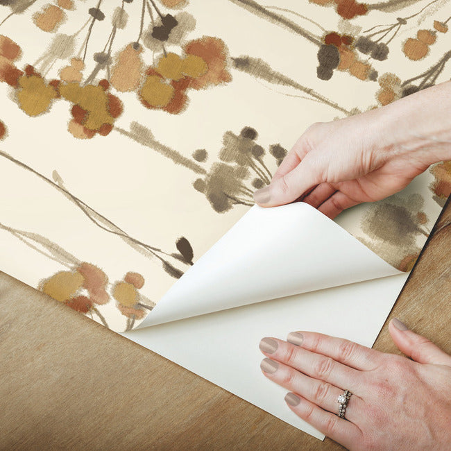 flourish-premium-peel-stick-wallpaper-burnt-orange-york-wallcoverings-psw1429rl - York Wallcoverings Wallpaper