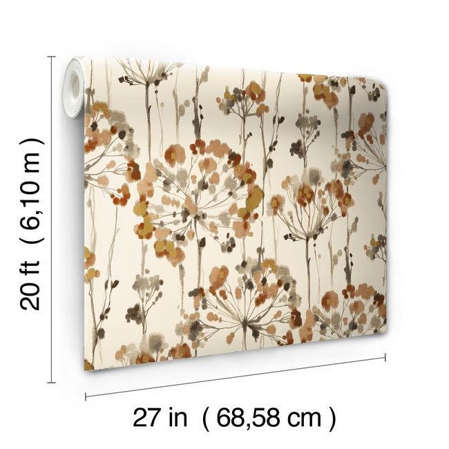 flourish-premium-peel-stick-wallpaper-burnt-orange-york-wallcoverings-psw1429rl - York Wallcoverings Wallpaper