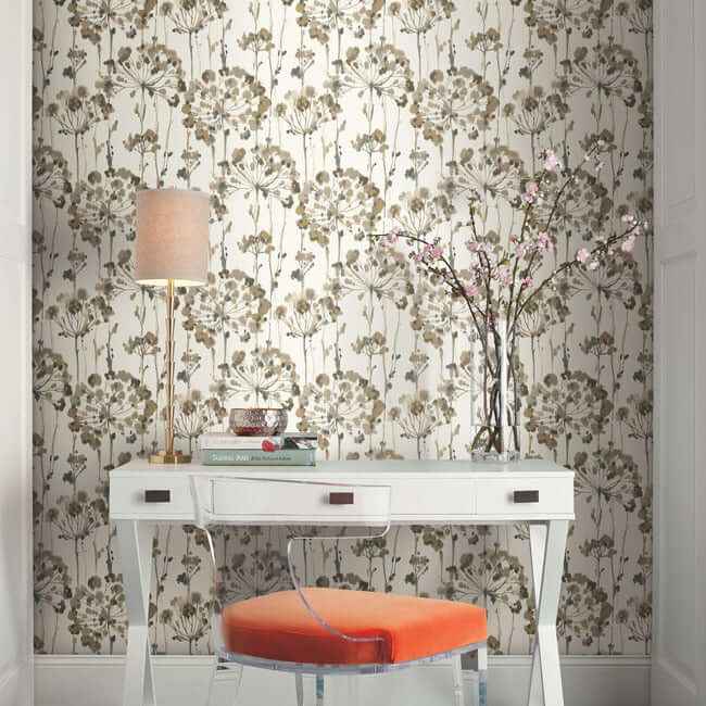 Flourish Neutral Peel & Stick Wallpaper - York Wallcoverings - PSW1097RL - York Wallcoverings Wallpaper