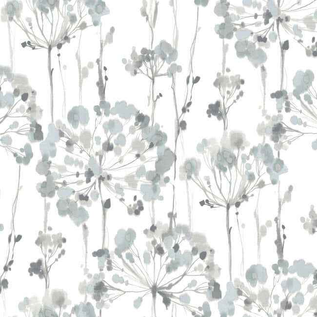 Flourish Sheer Blue & Grey Peel & Stick Wallpaper - York Wallcoverings - PSW1428RL - York Wallcoverings Wallpaper