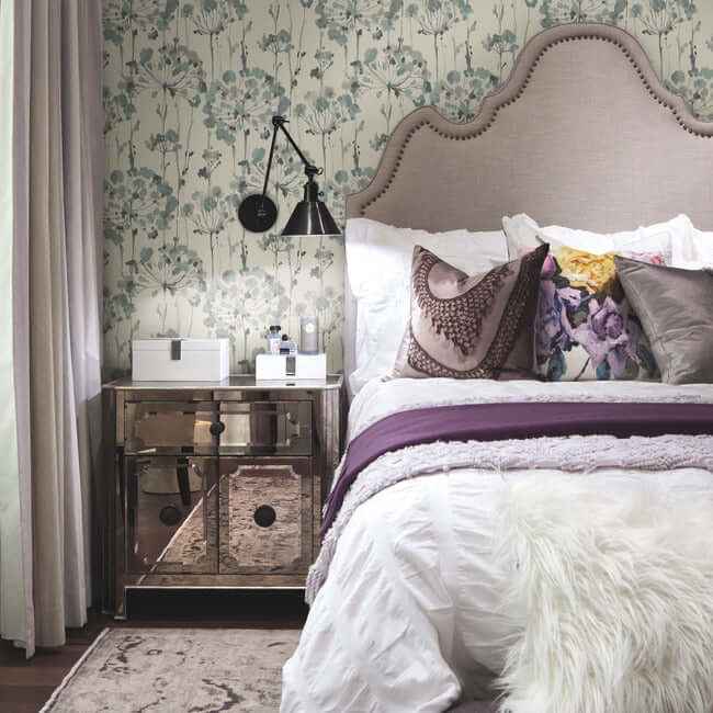 Flourish Sheer Blue & Grey Peel & Stick Wallpaper - York Wallcoverings - PSW1428RL - York Wallcoverings Wallpaper