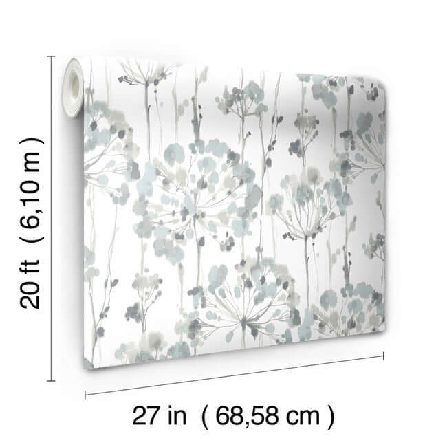 flourish-premium-peel-stick-wallpaper-sheer-bluegrey-york-wallcoverings-psw1428rl - York Wallcoverings Wallpaper